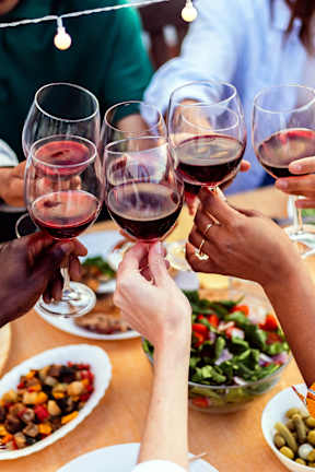 Stock photo of people with wine glasses