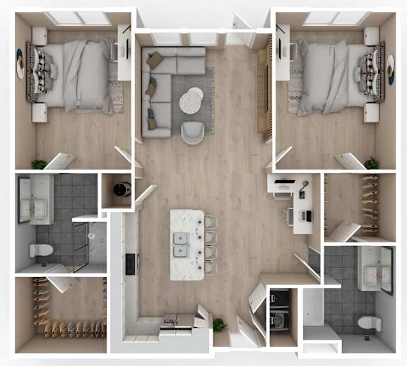 Floor Plan  2 Bed 2 Bath Floor Plan | 1,182 Sq. Ft. at Saltaire Apartment Homes in Santa Rosa Beach, Florida 32459