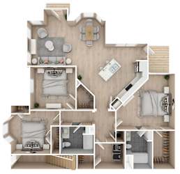 3 bed, 2 bath floor plan  | 1,413  Sq. Ft.  at Audubon Park Apartment Homes in Zachary, LA