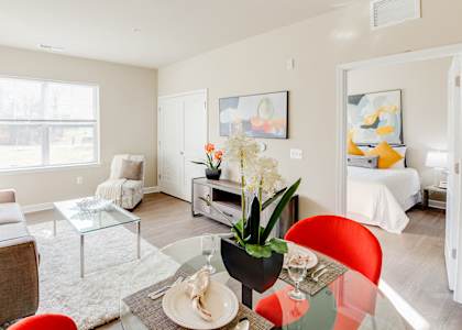Full view of living, dining and bedrooms