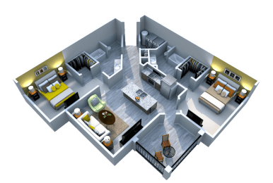 Lake Nona Ariel Apartments Two Bedroom Two Bath Aster Floor Plan