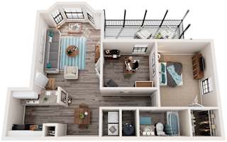 1 Bed 1 Bath Floor Plan | 836 Sq. Ft. at Bradford Pointe, Augusta, Georgia