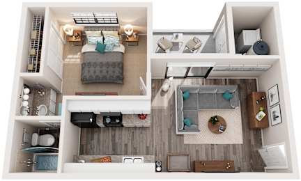 1 Bed 1 Bath Floor Plan | 511 Sq. Ft. at Bradford Pointe, Augusta, GA 30909