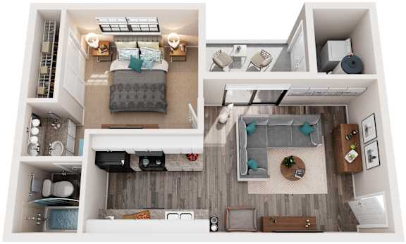 1 Bed 1 Bath Floor Plan | 511 Sq. Ft. at Bradford Pointe, Augusta, GA 30909