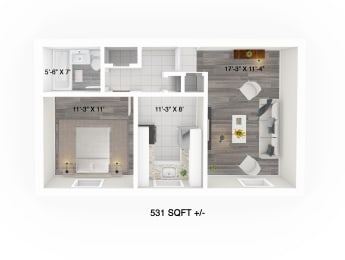 1 Bed 1 Bath Floor Plan at 700 Corydon Apartment, Apartments for Rent in Winnipeg