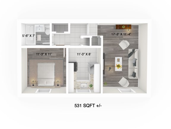 1 Bed 1 Bath Floor Plan at 700 Corydon Apartment, Apartments for Rent in Winnipeg