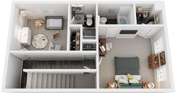 2 Bed 2.5 Bath Floor Plan | 1,157 Sq. Ft. at Woodwinds, Aiken, SC, 29803