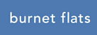 A blue rectangular button with the words "burnet flats" written in white.