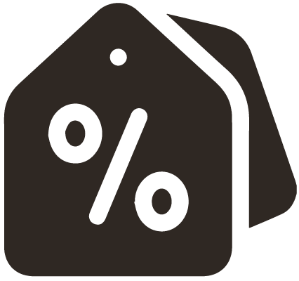 an illustration of a price tag with a percent sign
