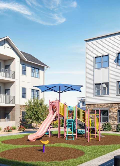 a rendering of an apartment complex with cars parked in front of it at Arterra Apartment, Surprise, AZ, 85374