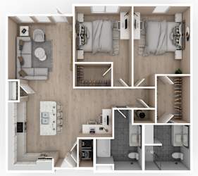 2 Bed 2 Bath Floor Plan | 1,177 Sq. Ft. at Saltaire Apartment Homes in Santa Rosa Beach, FL 32459