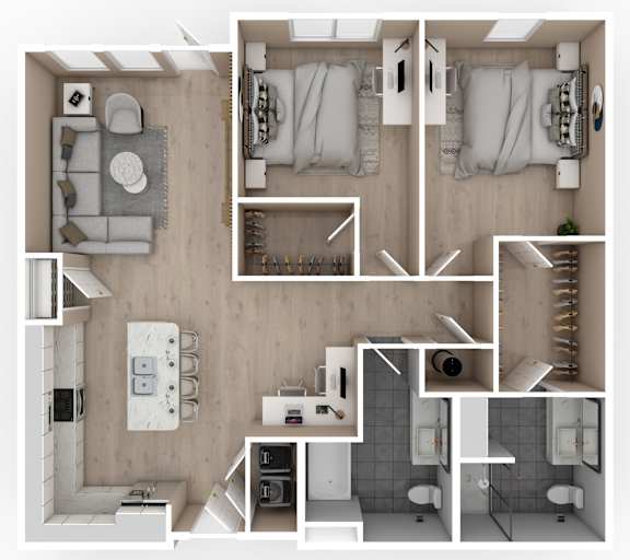 Floor Plan  2 Bed 2 Bath Floor Plan | 1,177 Sq. Ft. at Saltaire Apartment Homes in Santa Rosa Beach, FL 32459