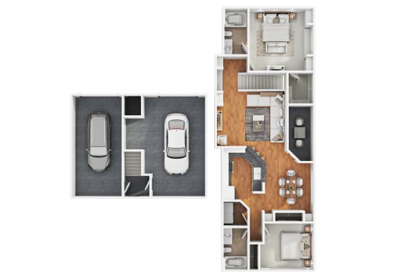 a floor plan of a house with a garage and a car