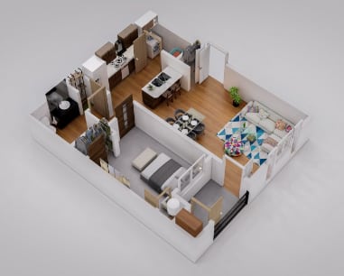 Floor Plan  1BR, 1BA - 647SF