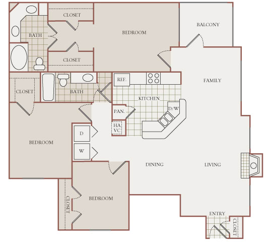 The Vineyards - C1(Riesling) - 3 Bed 2 Bath - 2D Floor Plans