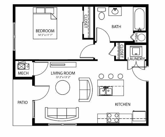 A1 1Bed 1Bath at Melbourne Apartments, Des Moines, IA,  50320