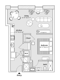 2 bed 2 bath B5 Floor Plan at 99 Front, Memphis, Tennessee