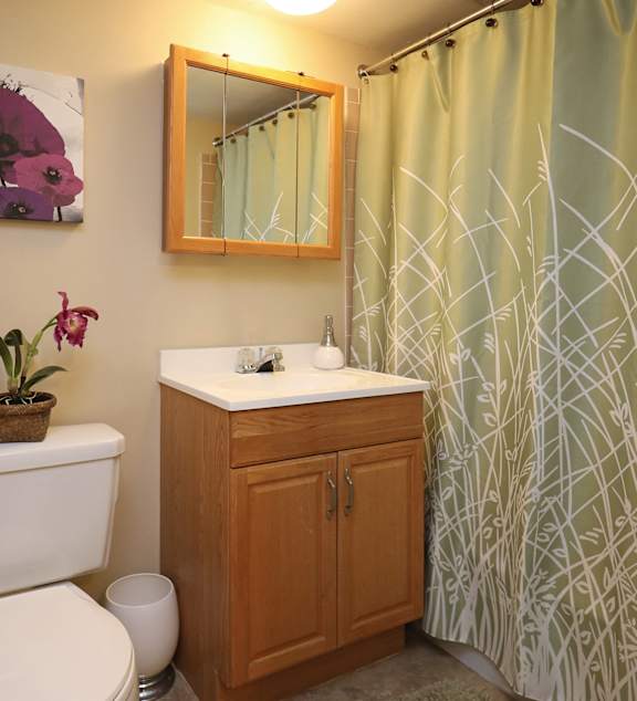 Newly remodeled bathroom at Morgan Park Apartments in Euclid, OH