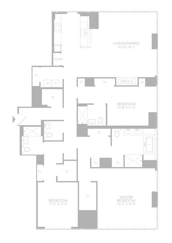 A floor plan for a penthouse apartment is shown with the text