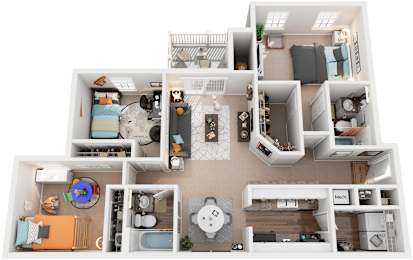 3 Bed 2 Bath Floor Plan | 1,332 Sq. Ft. at Austin Chase Apartments, Georgia 31210