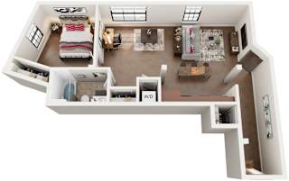 1 Bed 1 Bath Floor Plan | 782 Sq. Ft. at Mayton Transfer Lofts in Petersburg, 23803