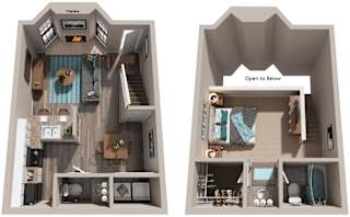 1 Bed 1.5 Bath Floor Plan | 801 Sq. Ft. at Bradford Pointe, Augusta, Georgia 30909