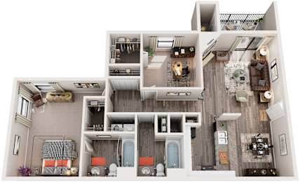 2 Bed 2 Bath Floor Plans | 990 Sq. Ft. at Westbury Creek, Augusta, GA