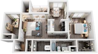 1 Bed 1 Bath Floor Plan | 800 Sq. Ft. at Trails at Short Pump Apartments in Richmond, Virginia
