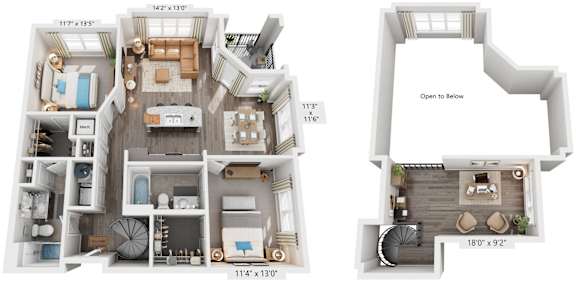 2 Bed 2 Bath Floor Plan | 1,211 Sq. Ft. at Streets of Greenbrier, Chesapeake, Virginia