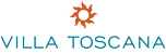 The image is a logo for a luxury apartment complex named Villa Toscana.