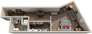 Studio 1 Bath Floor Plan | 508 Sq. Ft. at Mayton Transfer Lofts in Petersburg, 23803