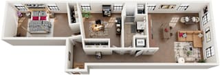 2 Bed 1 Bath Floor Plan | 950 Sq. Ft. at Mayton Transfer Lofts in Petersburg, VA 23803
