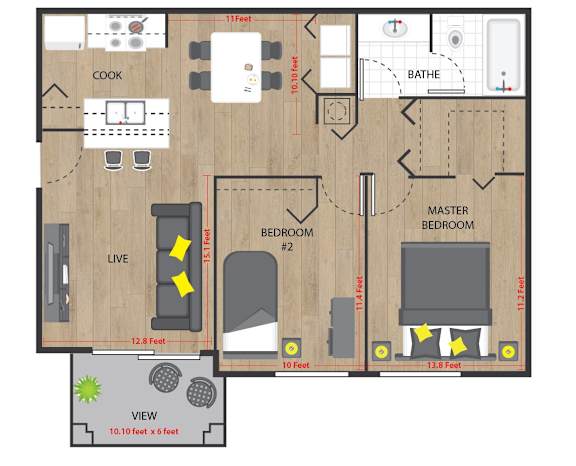 2 bed 1 bath