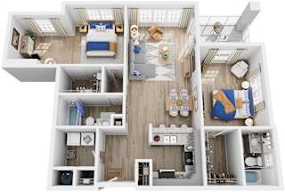 2 Bed 2 Bath Floor Plan | 1,272 Sq. Ft. at Saltmeadow Bay, Virginia Beach, VA, 23451
