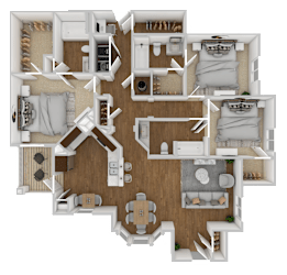3 Bed, 3 Bath  Floorplan at The Retreat Apartment Homes in Williston, ND