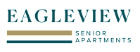 Eagleview senior apartments logo on a black background.