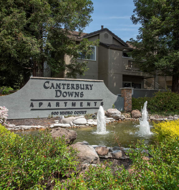 Canterbury Downs entry monument sign and fountain