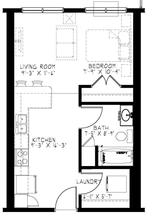 513 sq ft studio