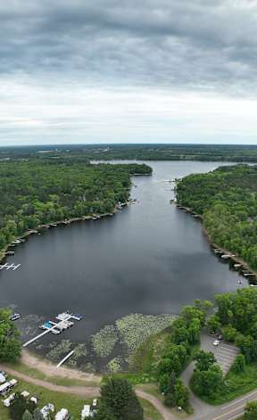 Aerial view of lake at The Villas at Sand Lake Resort, Sturgeon Lake, 55783