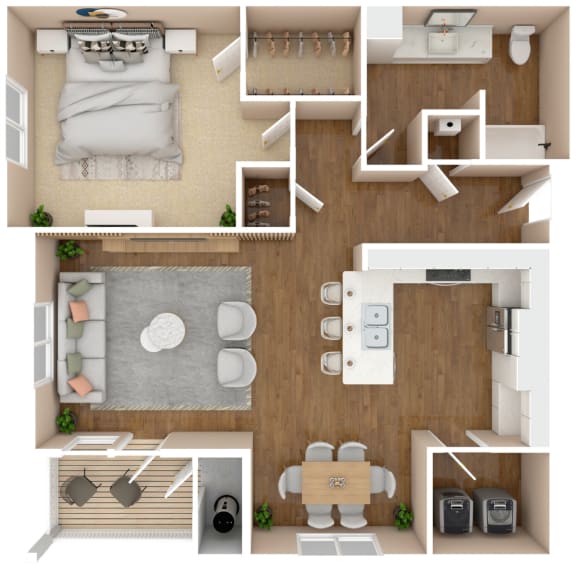 The Eagle - One Bedroom and One Bathroom Floor Plan | 950 Sq. Ft. at Cumberland Place Apartment Homes, Texas 75703