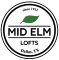 a white circle withmid elm logos on a green background