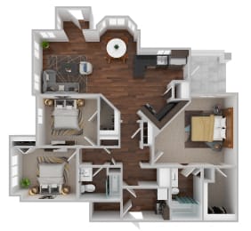 2 bedroom floor plan  the edge at 450  apartments at Century HomePlace, Prattville, AL