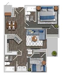 2B2B Floor Plan at Magnolia Pointe, Georgia, 30096