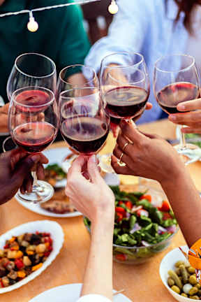 Stock photo of people with wine glasses