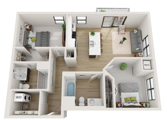 Floor Plan  Bowers ADA 2 bed 2 bath Floor Plan at Mercantile on Broadway, Fargo, ND 58102