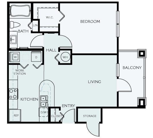 Delano at Cypress Creek - A1 (Astor) - 1 bedroom and 1 bath