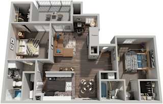 2 Bed 2 Bath Floor Plan | 950 Sq. Ft. at The Colony at South Park in Aiken, SC, 29803