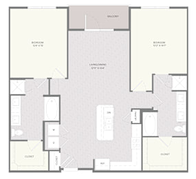 A floor plan of apartment B11 with labeled rooms.