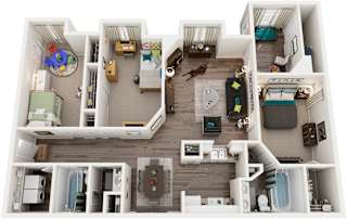 3 Bed 2 Bath Floor Plan | 1,418 Sq. Ft. at Abbington Place Apartments, Greensboro, 27407