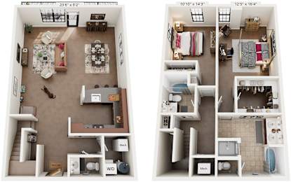 2 Bed 2.5 Bath Floor Plan | 1,740 Sq. Ft. at Mayton Transfer Lofts in Virginia 23803